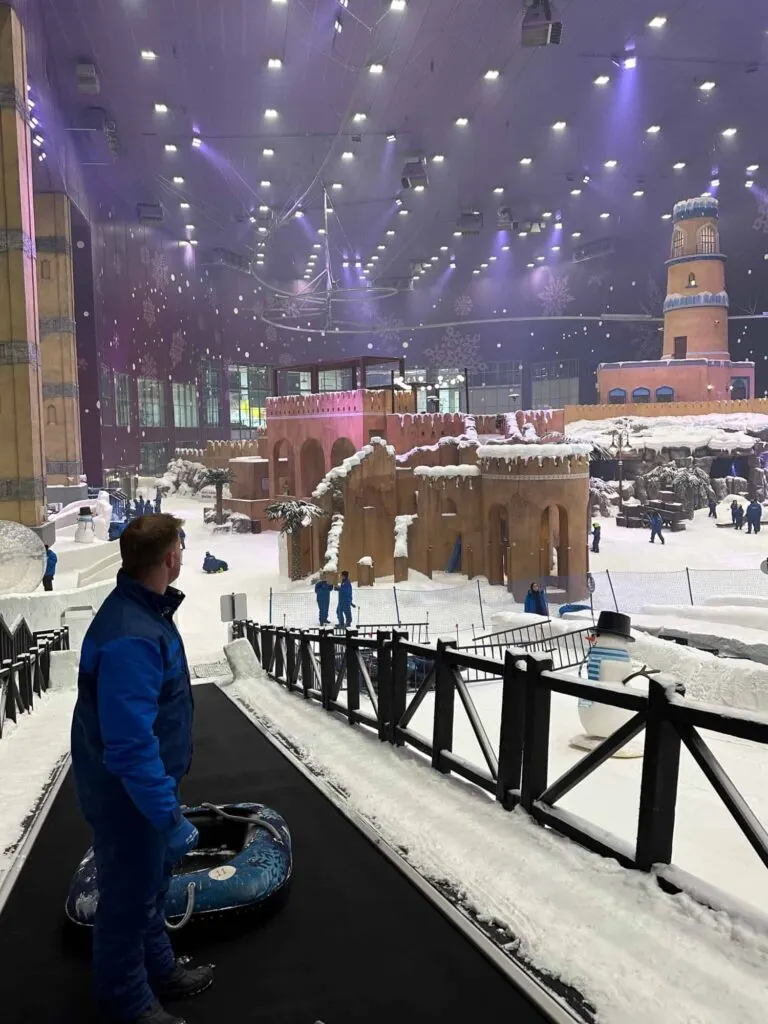 View of snow park from conveyor belt