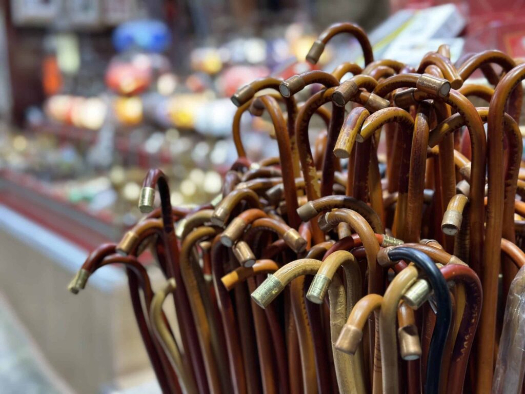 Traditional Omani al jeriz walking sticks in Mutrah Souq