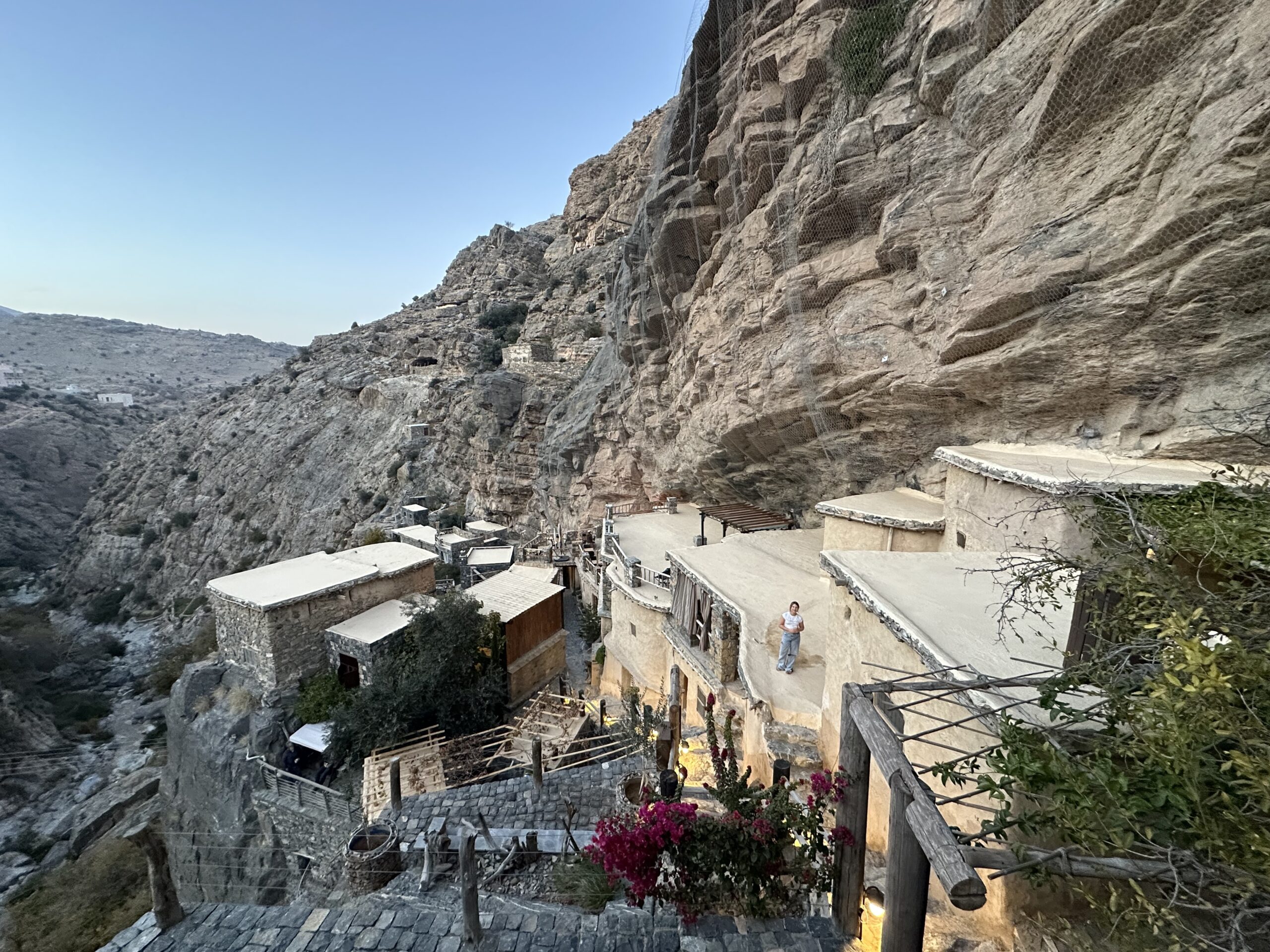 The view from the balcony of the Al Dak Suite at The Suwgra looking down the rest of the village and the valley