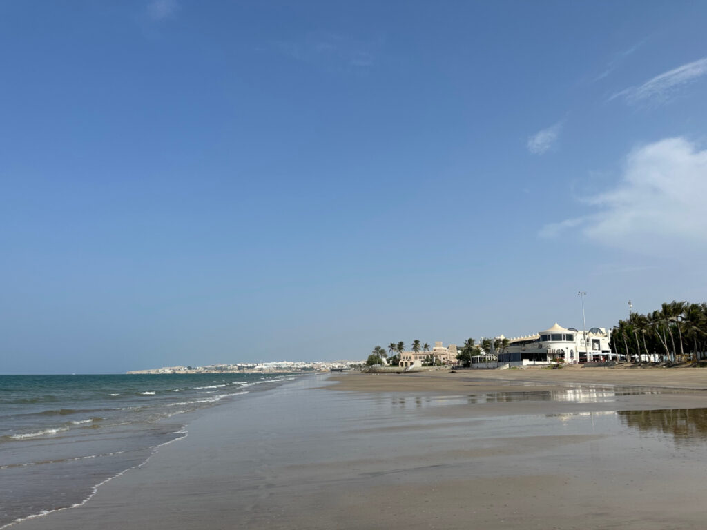 The tide is out at Qurum Beach in Muscat