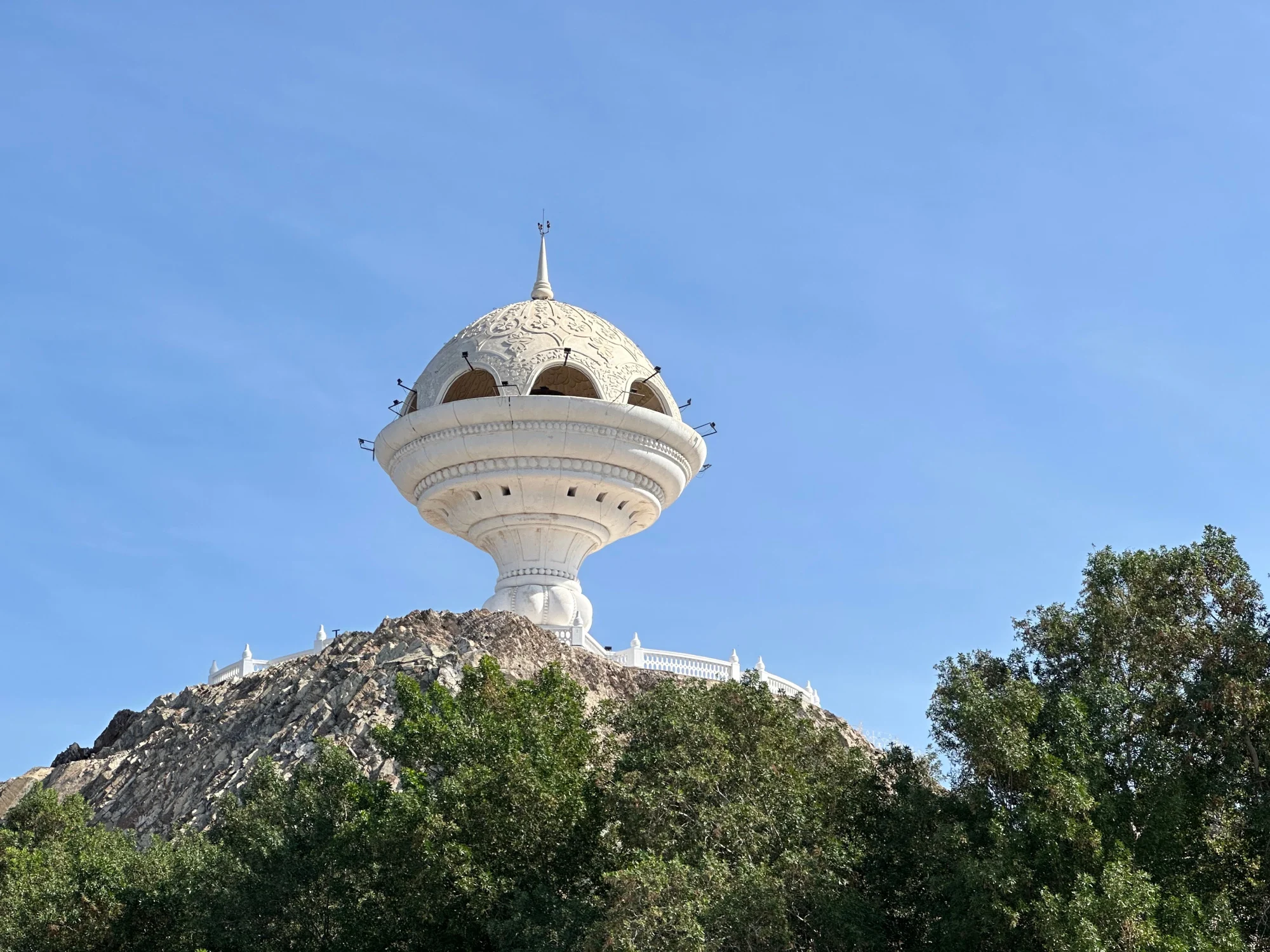 The Riyam Censer a large incense burner inspired monument on the top of a hill
