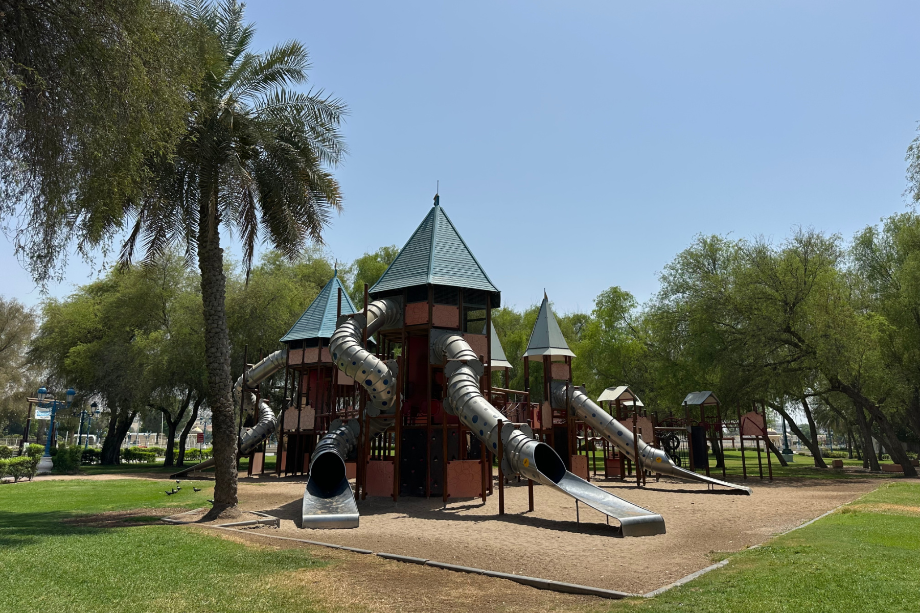 A castle themed adventure play structure in Qurum Natural Park