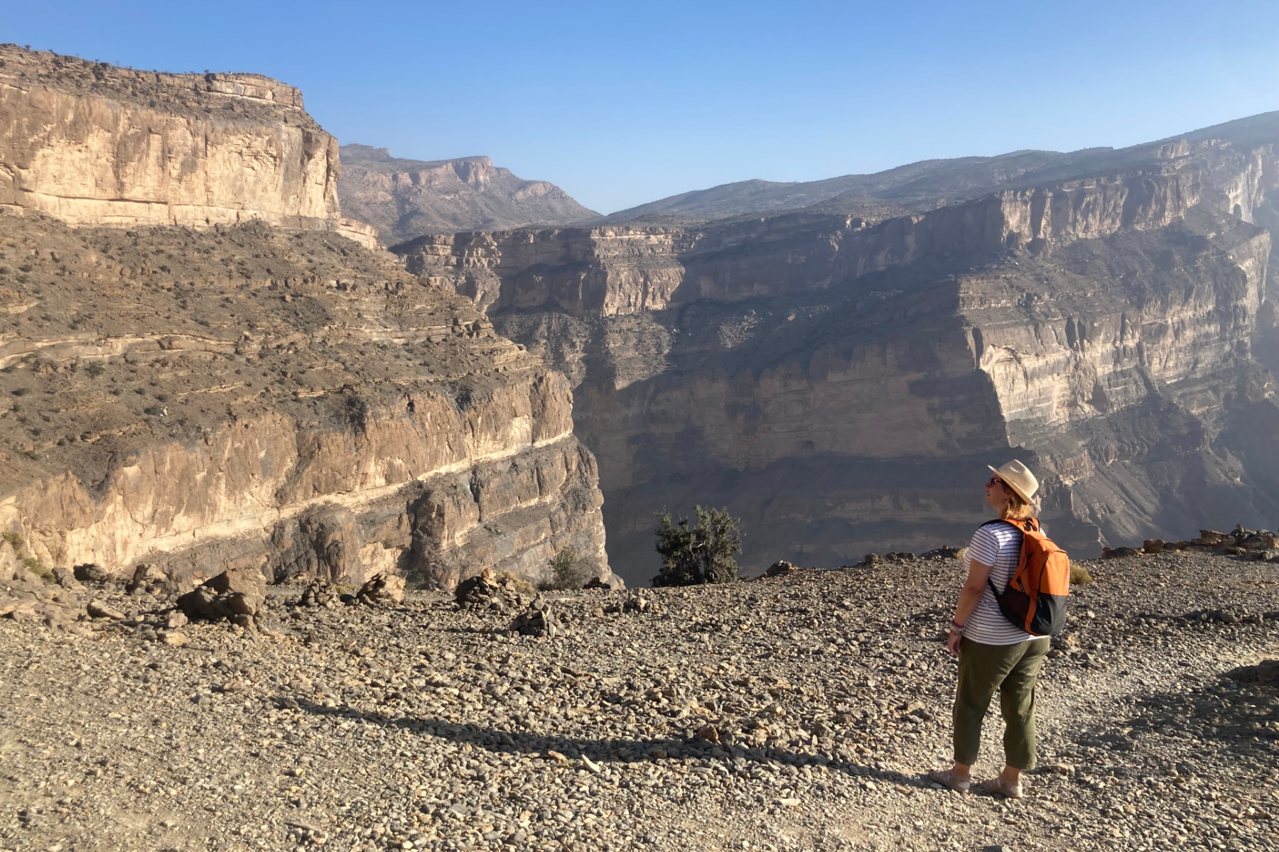 Me stood at a view point on the Balcony Walk looking out over Al Nakhur Canyon