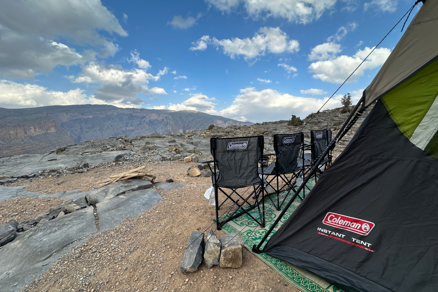 A view from our tent towards the Grand Canyon of Oman while we were camping on Jebel Shams