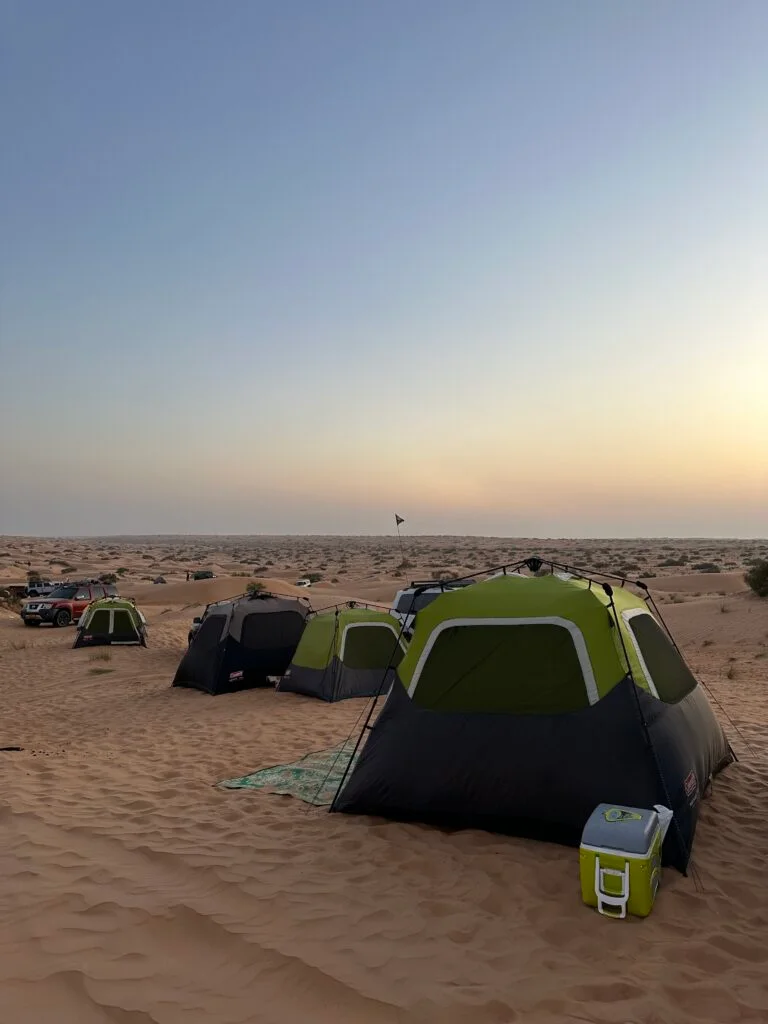 Our tent alongside our friends tents in the desert
