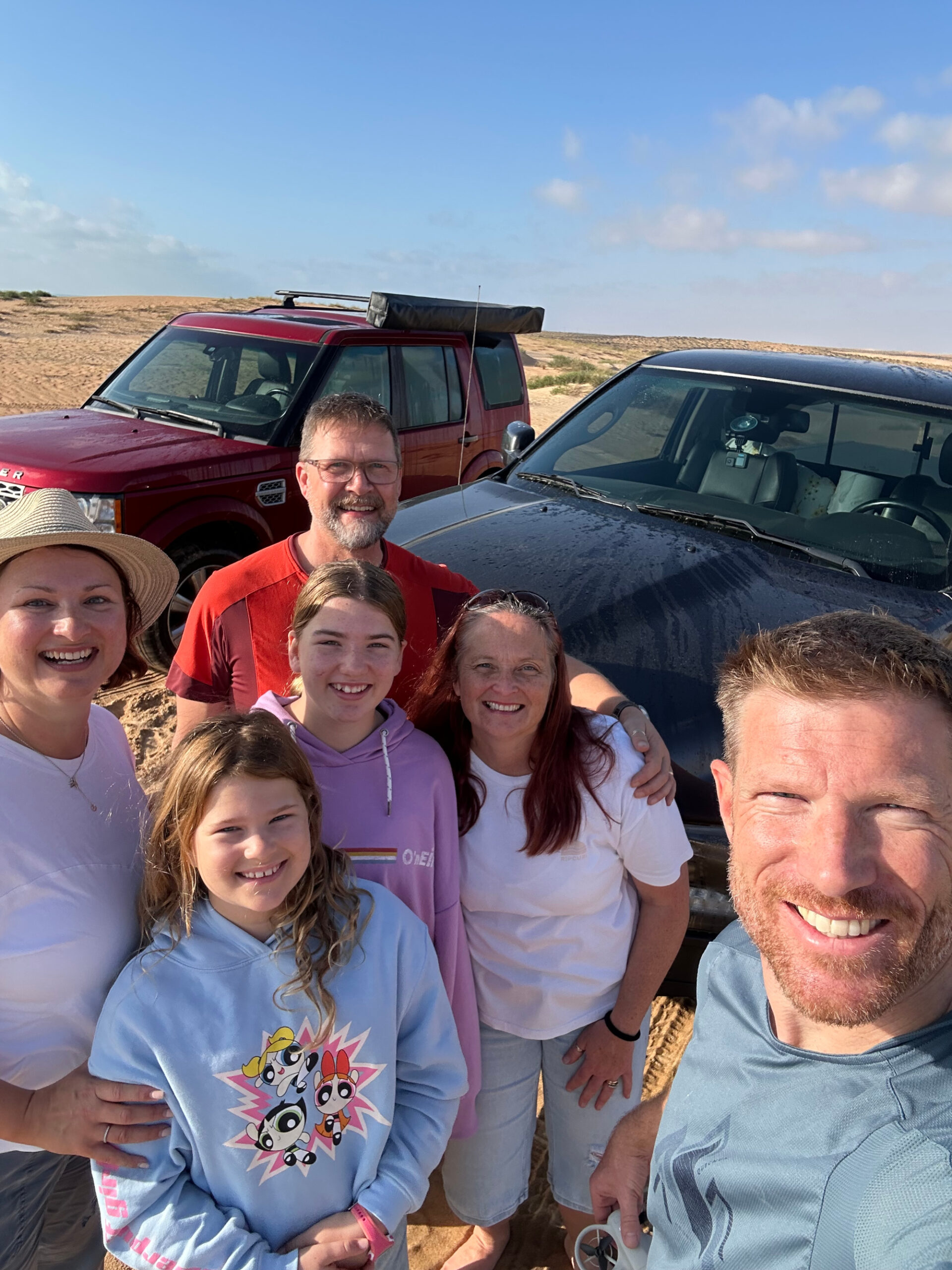 Us and our friends before our Wahiba Sands desert crossing