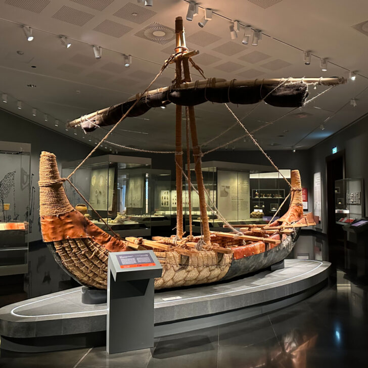 A model of an ancient boat in Oman's National Museum in the Ministries District