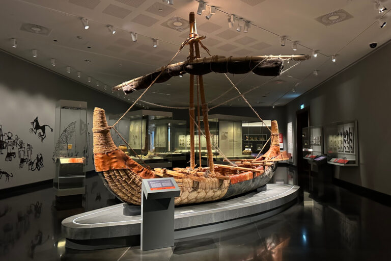 A model of an ancient boat in Oman's National Museum in the Ministries District