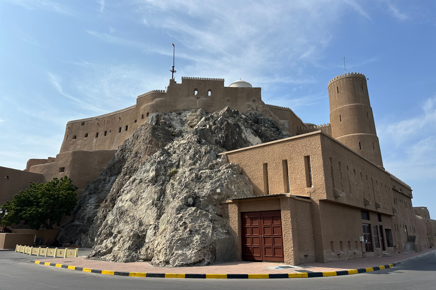 The exterior of Al Mirani Fort which has been built into a rocky outcrop