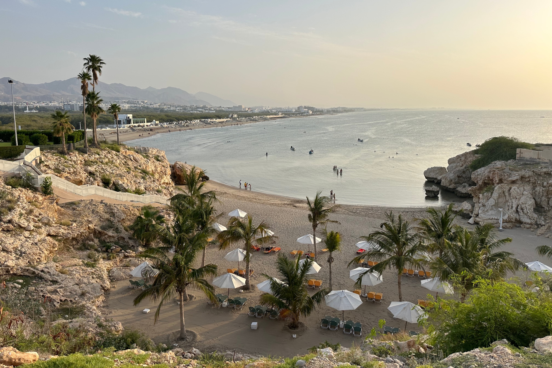 View of the private Crowne Plaza Muscat beach taken from The Edge bar