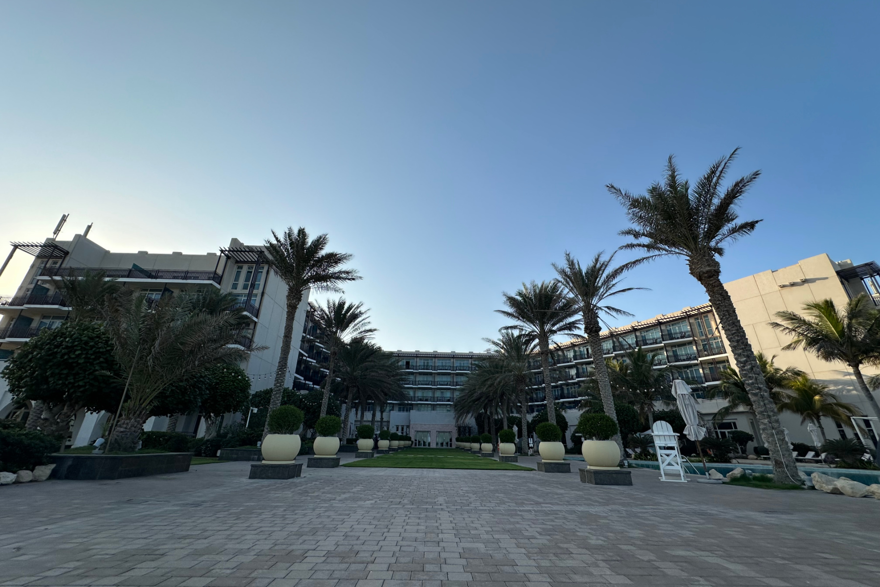 The back of the Crowne Plaza hotel at Duqm