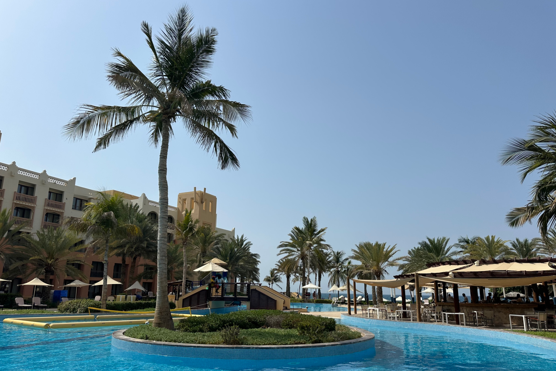 The swimming pool at the DoubleTree by Hilton Muscat Al Waha hotel