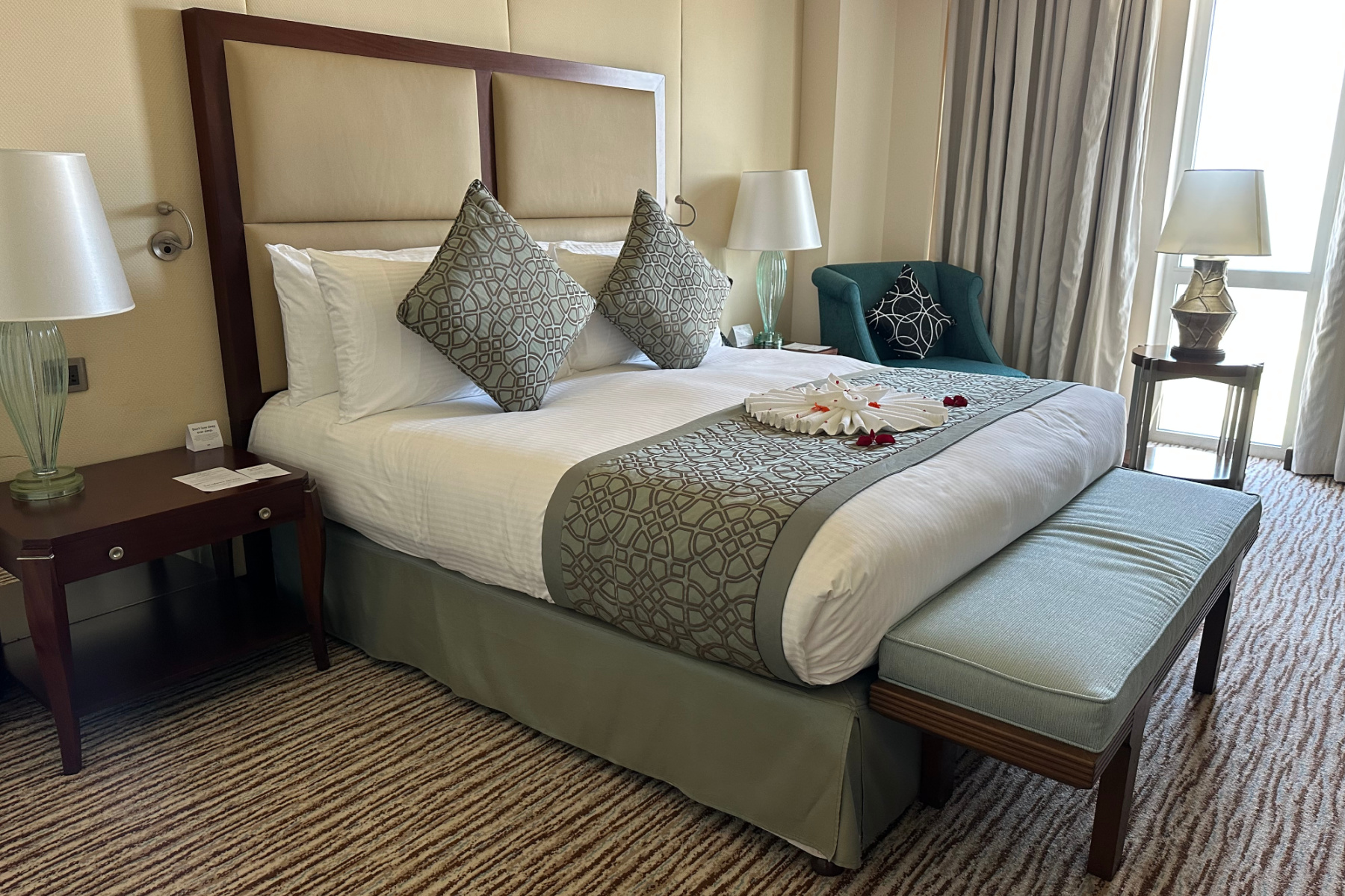 The super king-sized bed in the master bedroom of our executive suite