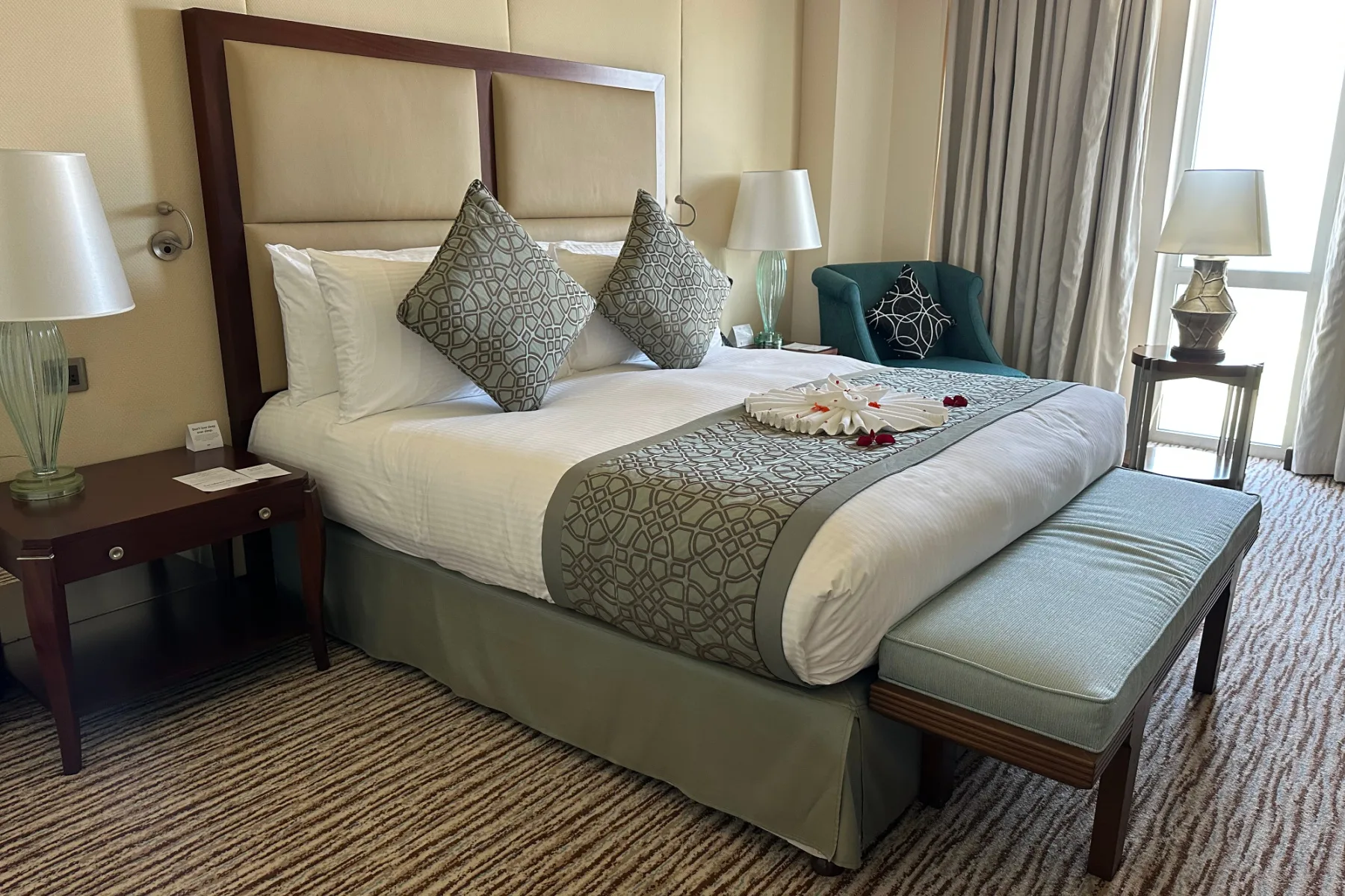The super king-sized bed in the master bedroom of our executive suite