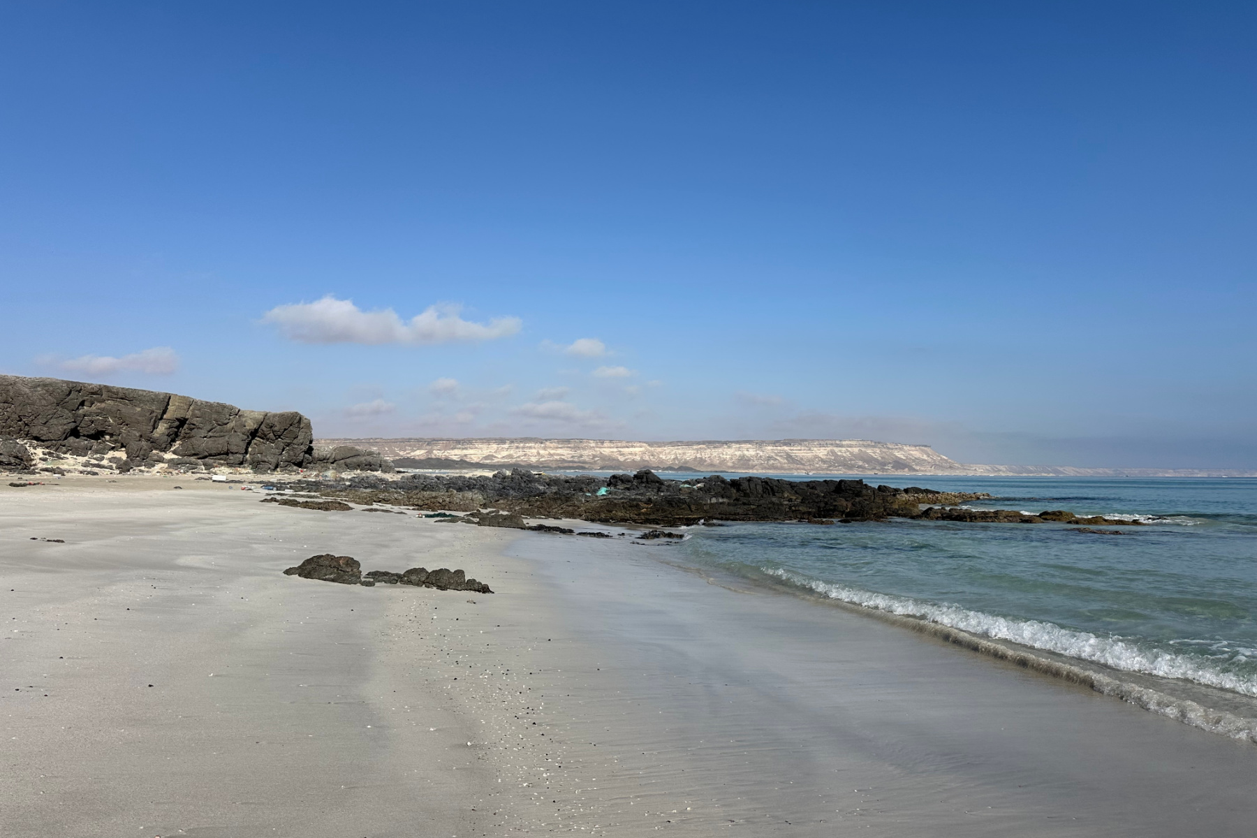 A view of the shoreline at Ras Madrakah cove