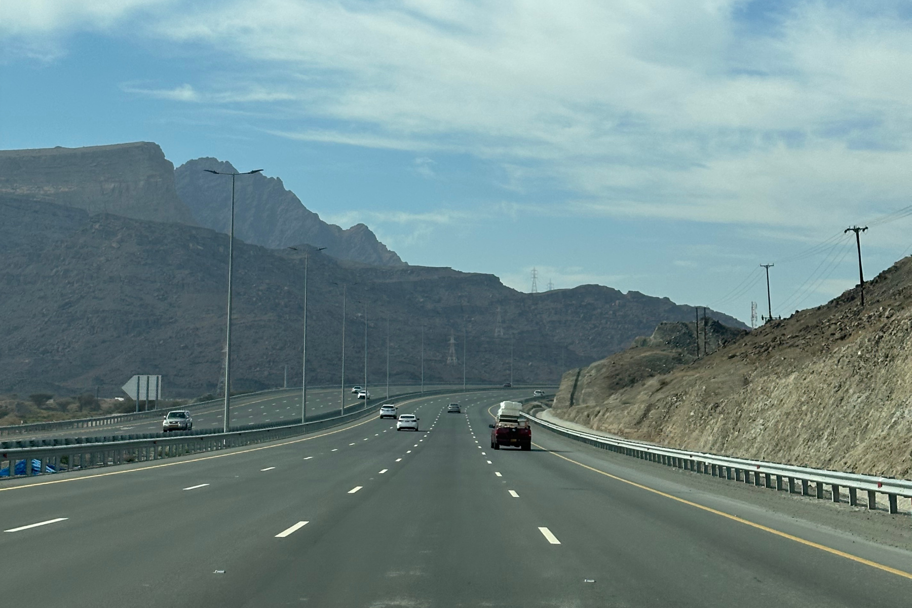 Four lane highway of Route 23 through the mountains towards Ibra and Bidiyah