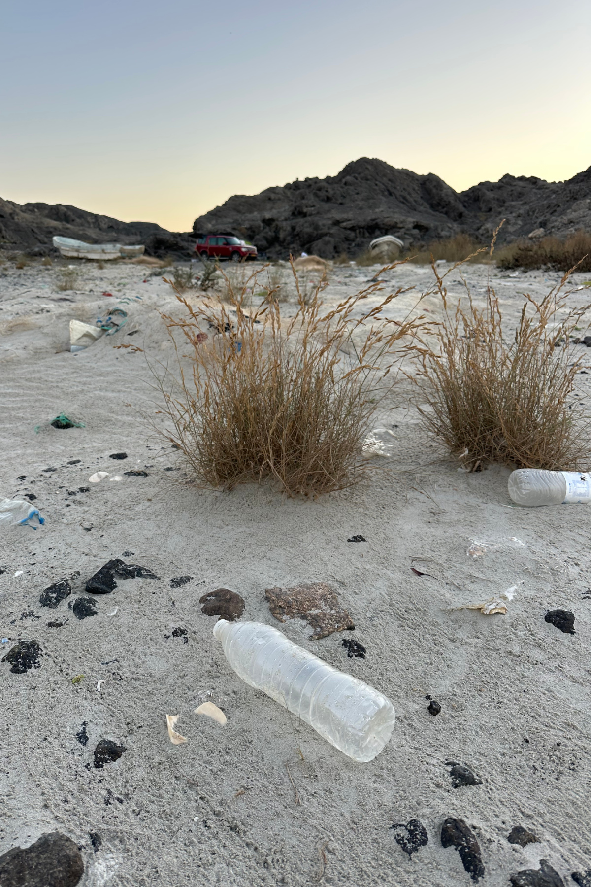 Plastic on the beach at Ras Madrakah