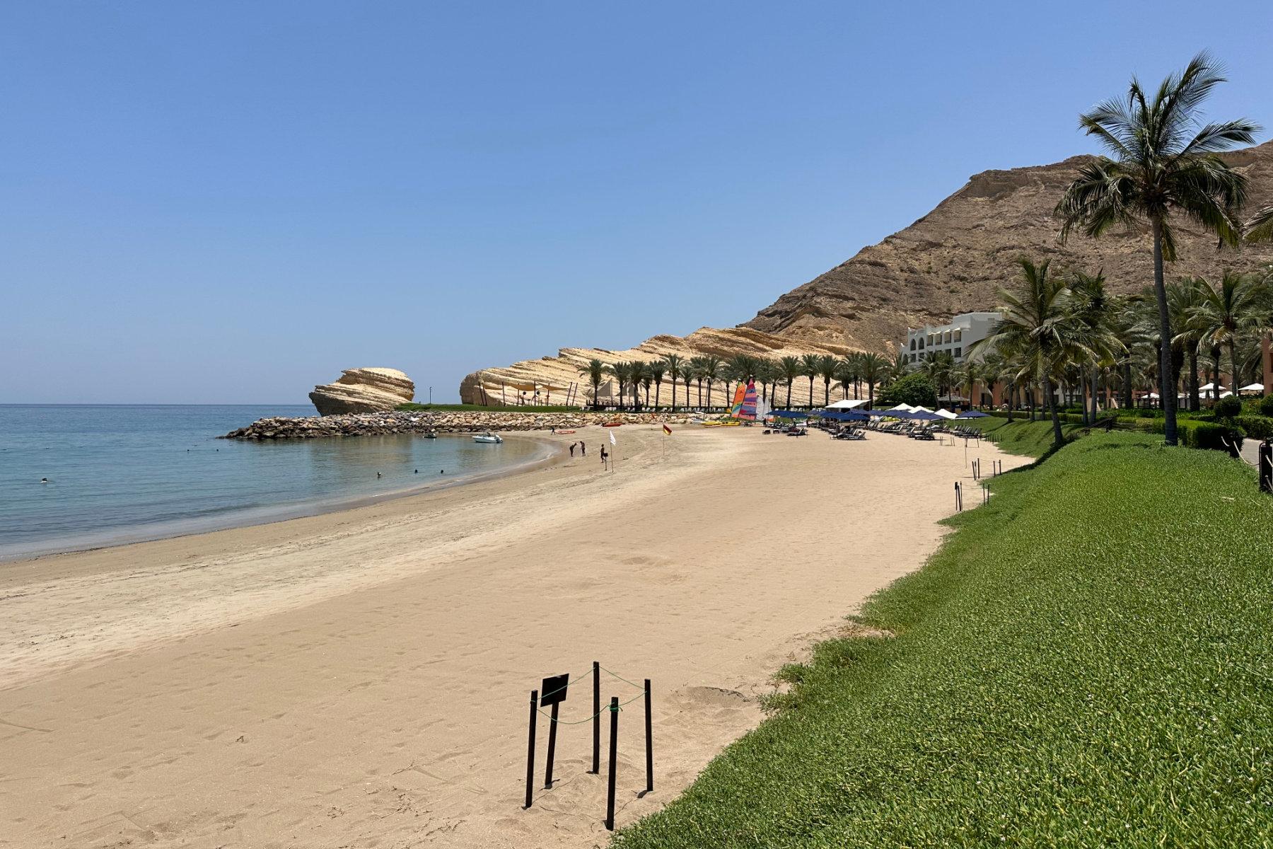 A turtle's nest has been marked out to protect it on the beach at the Hilton Al Bandar hotel
