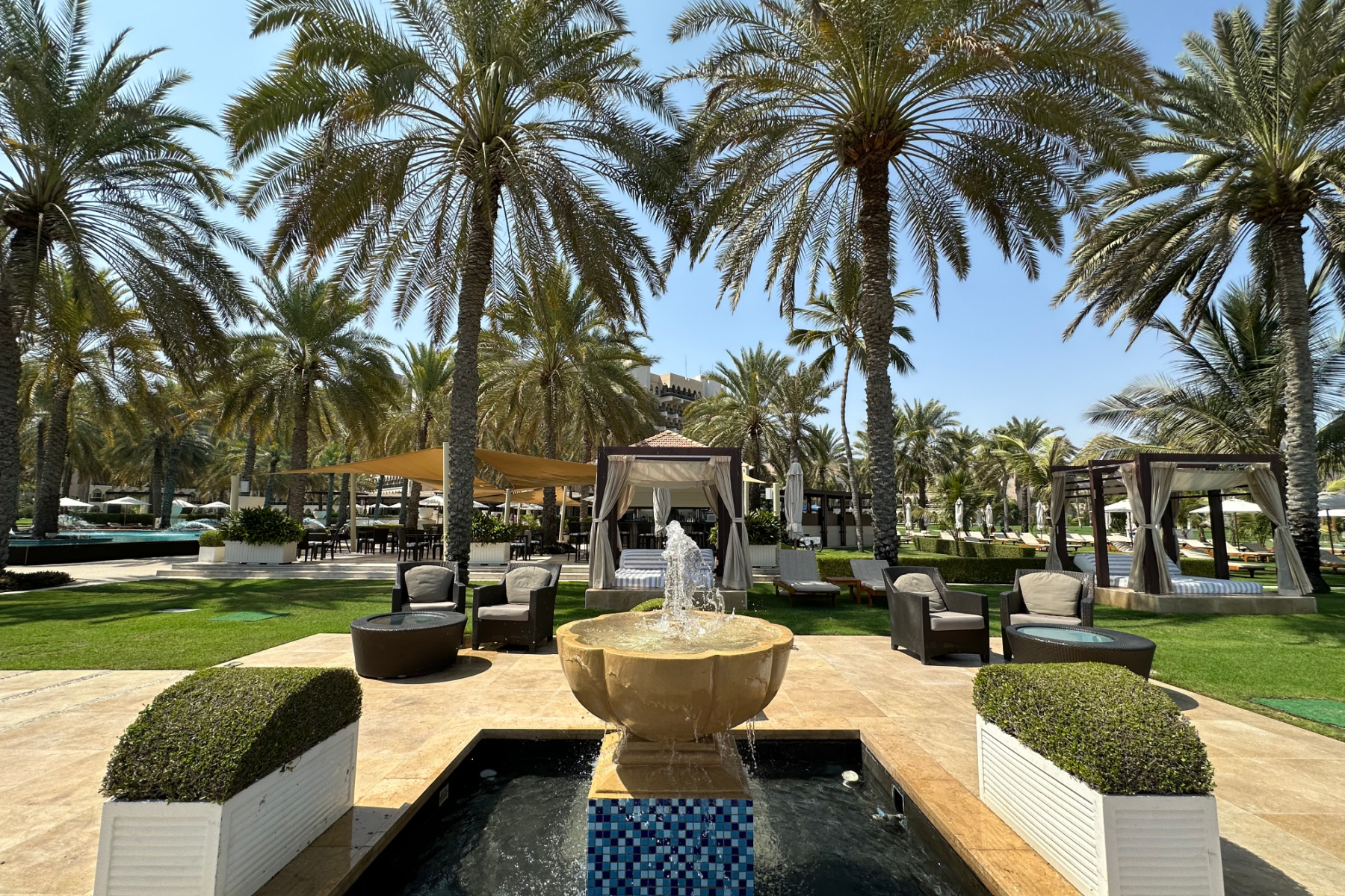 A fountain in the grounds of the Al Bustan Palace Ritz Carlton hotel in Oman