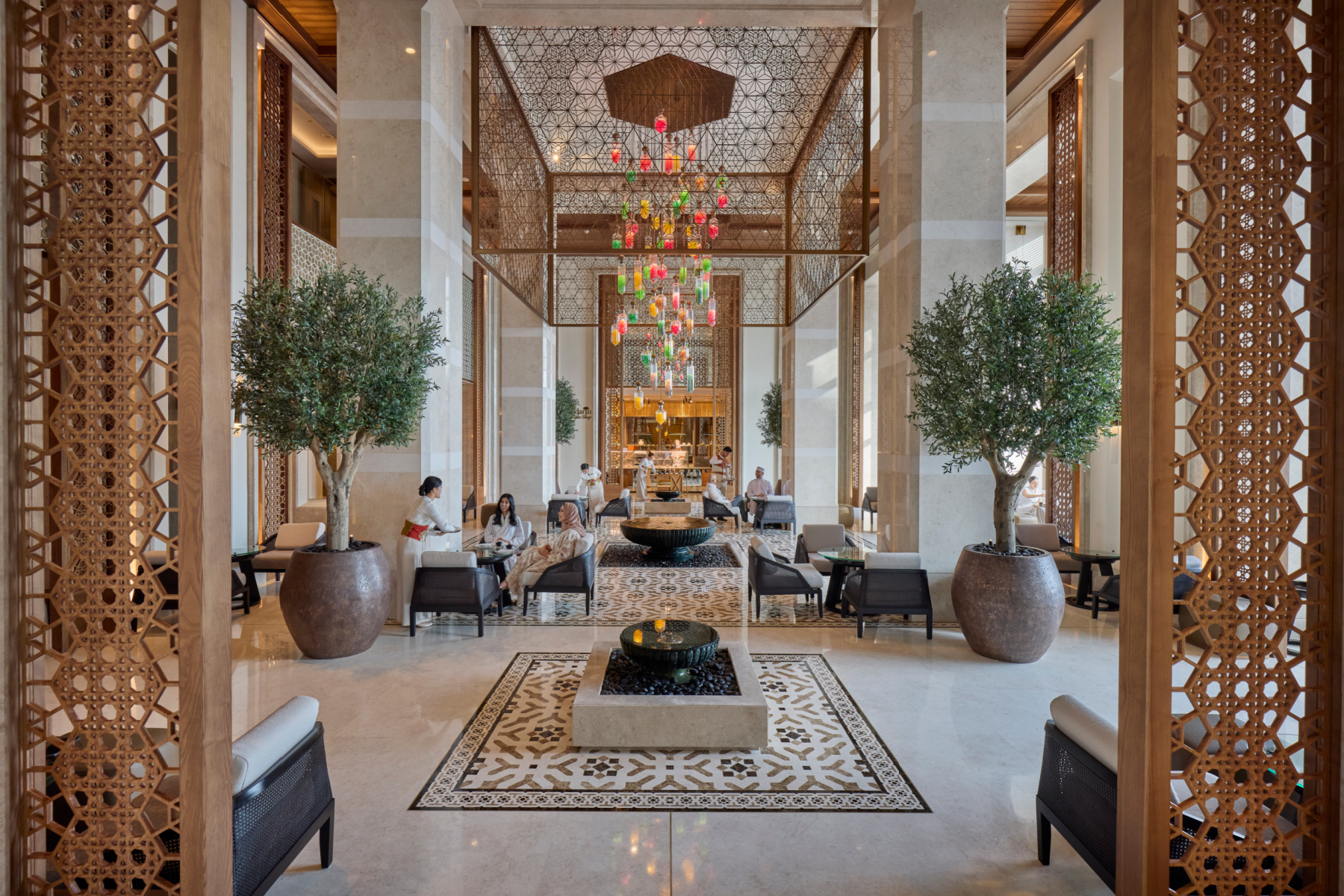 The beautiful lobby of the Mandarin Oriental hotel in Muscat