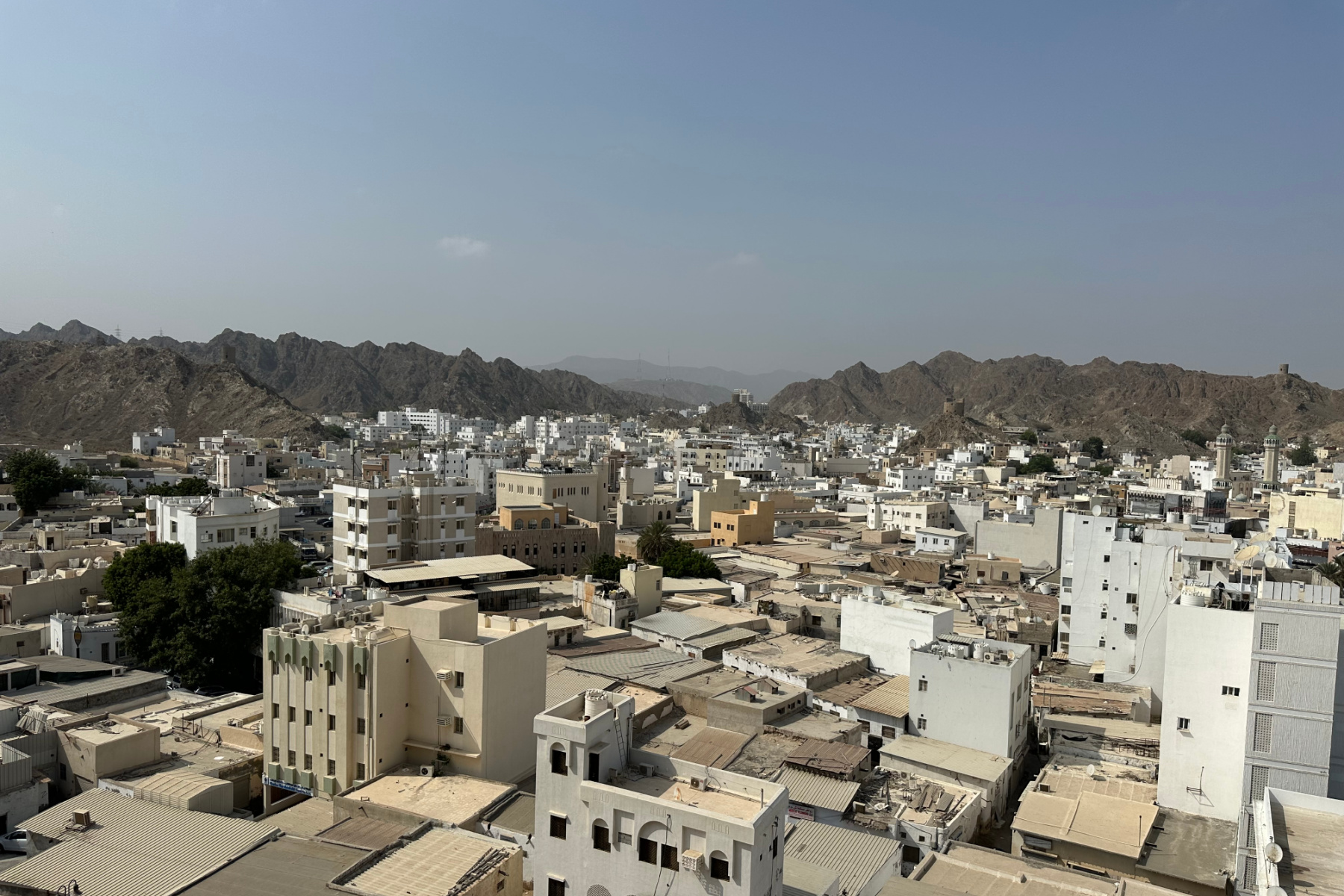 A view of the houses of Muttrah in Old Muscat seen from the fort