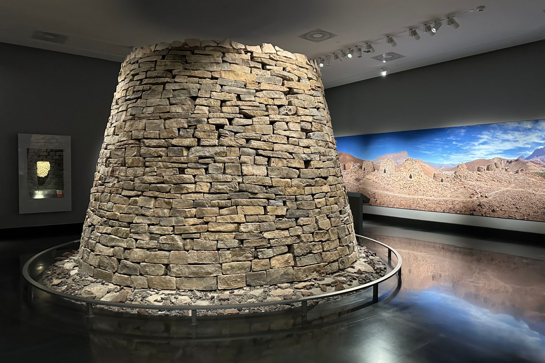 A recreation of a round mud brick building that was used as a tomb in Oman 2,000 to 3,000 BC