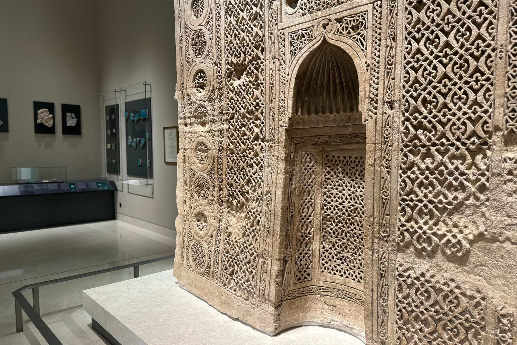A niche form a 500-year-old mosque covered in geometric patterns and inscriptions from the Holy Qur'an