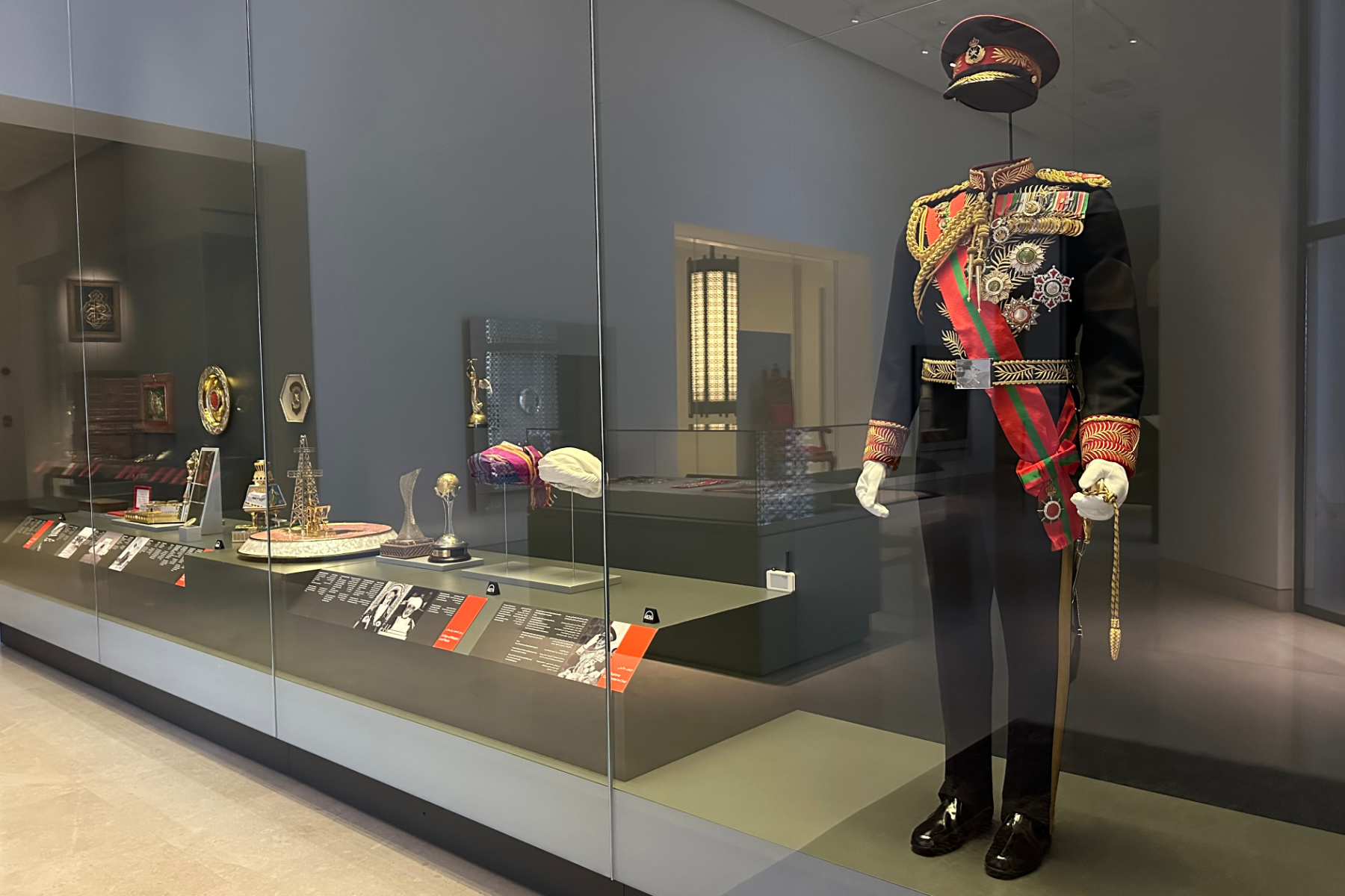 The ceremonial uniform of the late Sultan Qaboos bin Said and other items of clothing belonging to him